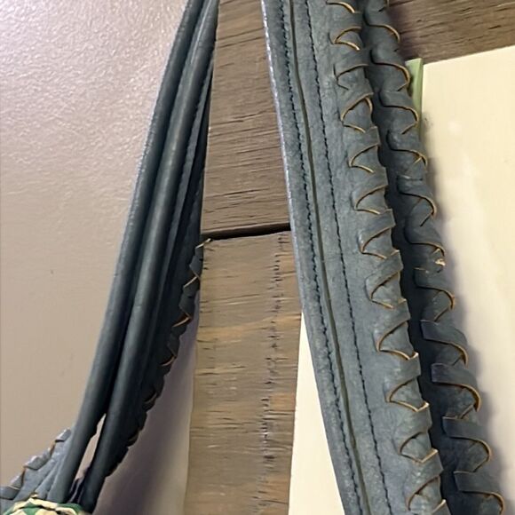 Steven by Steve Madden Blue Basketweave Shoulder Purse w/ Hanging Tassels- large - Picture 5 of 16